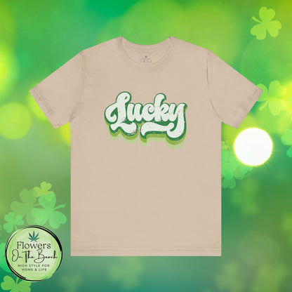St Patrick's Day Lucky Tee, Simple Retro Unisex Jersey Shirt, Irish Shamrock Top, Green Clover T-Shirt Gift, Vintage Festival Clothing