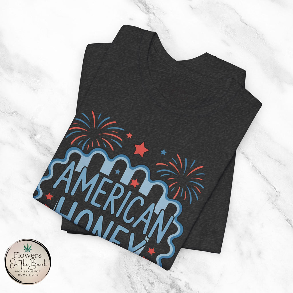 American Honey Fireworks and Bows Tee | Red White Blue Patriotic