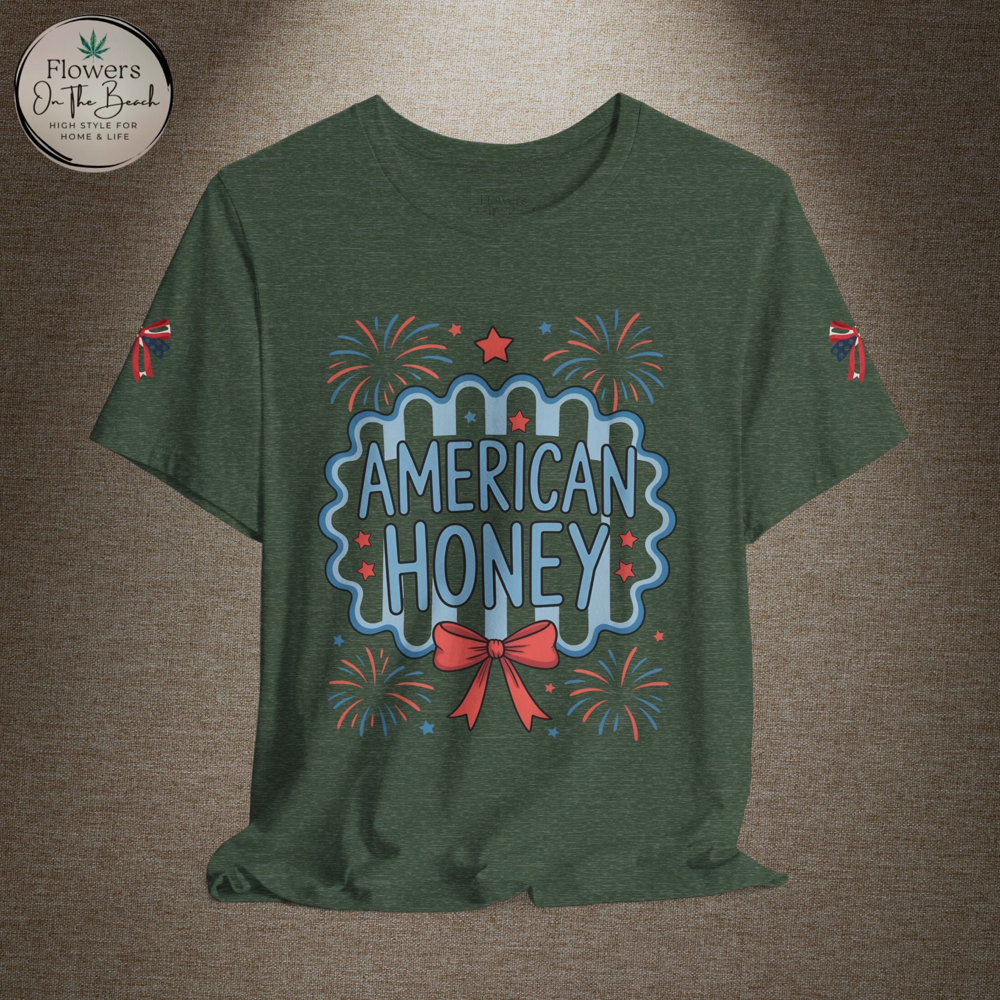 American Honey Fireworks and Bows Tee | Red White Blue Patriotic