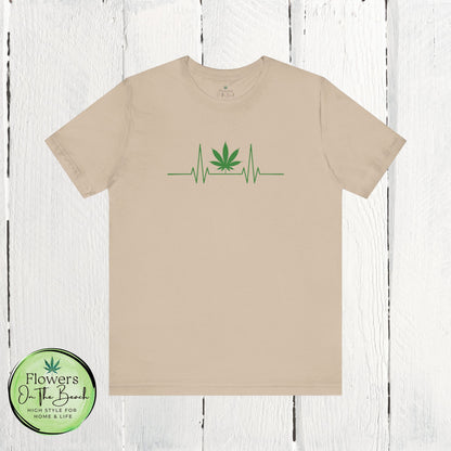 Weed Leaf Heartbeat T-Shirt, Marijuana Plant Tee, Cannabis Lover Shirt, 420 Gift, Unisex Jersey Top