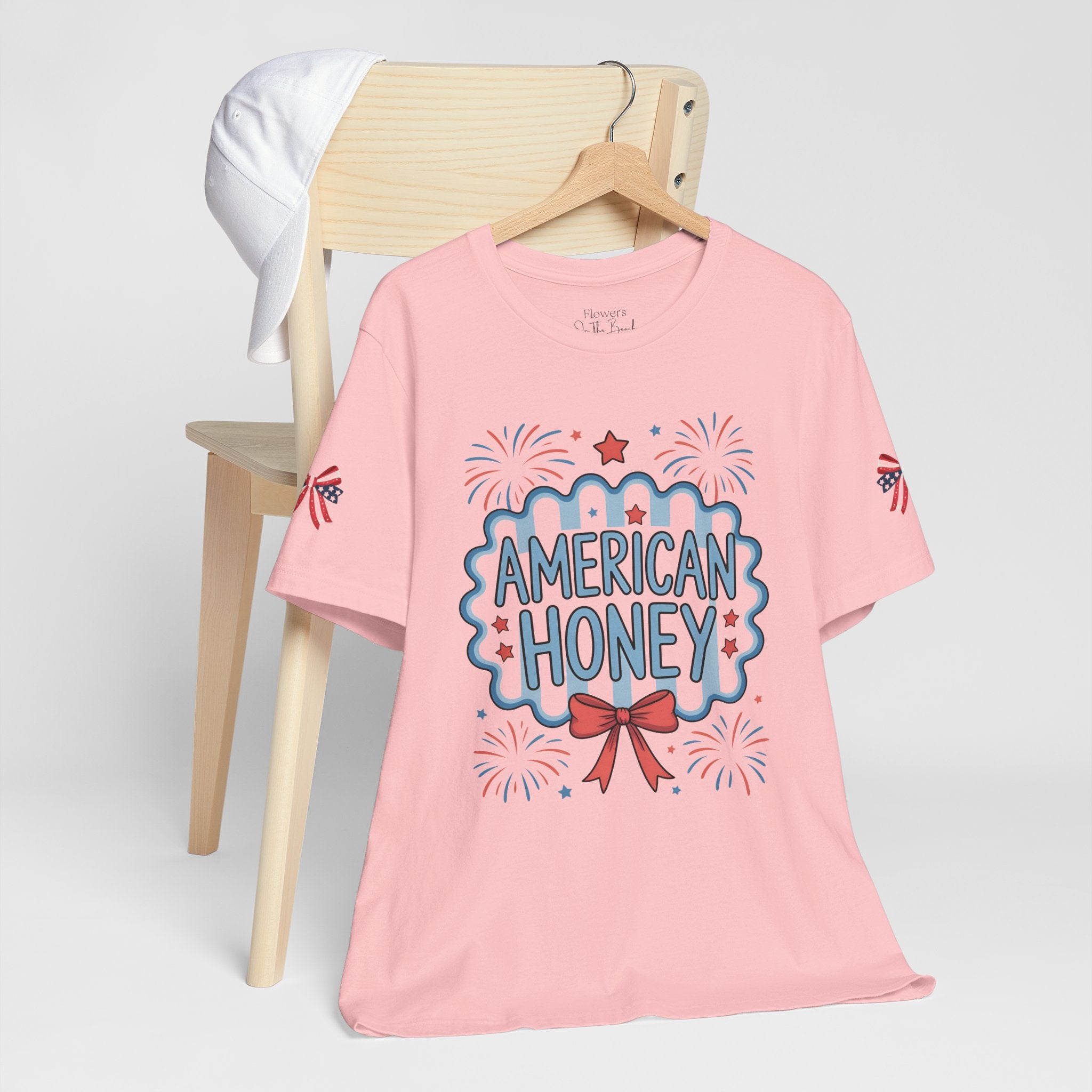 American Honey Fireworks and Bows Tee | Red White Blue Patriotic