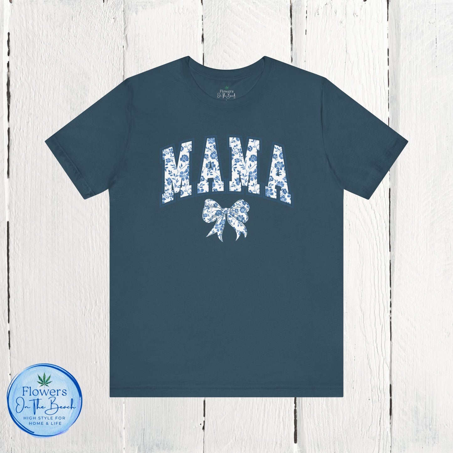 Floral Mama Coquette Blue Flowers T-shirt, Mother's Day Gift, Gift for Her, Mom Apparel, Floral T-shirt, Boy Mom T-shirt