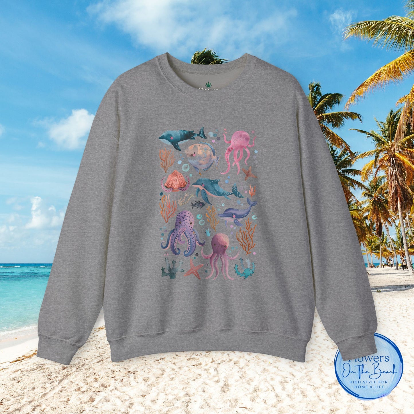 Ocean Lover Sweatshirt, Marine Animals Unisex Crewneck Jumper, Ocean Life Pullover, Nautical Sweatshirt, Sea Creatures Sweater