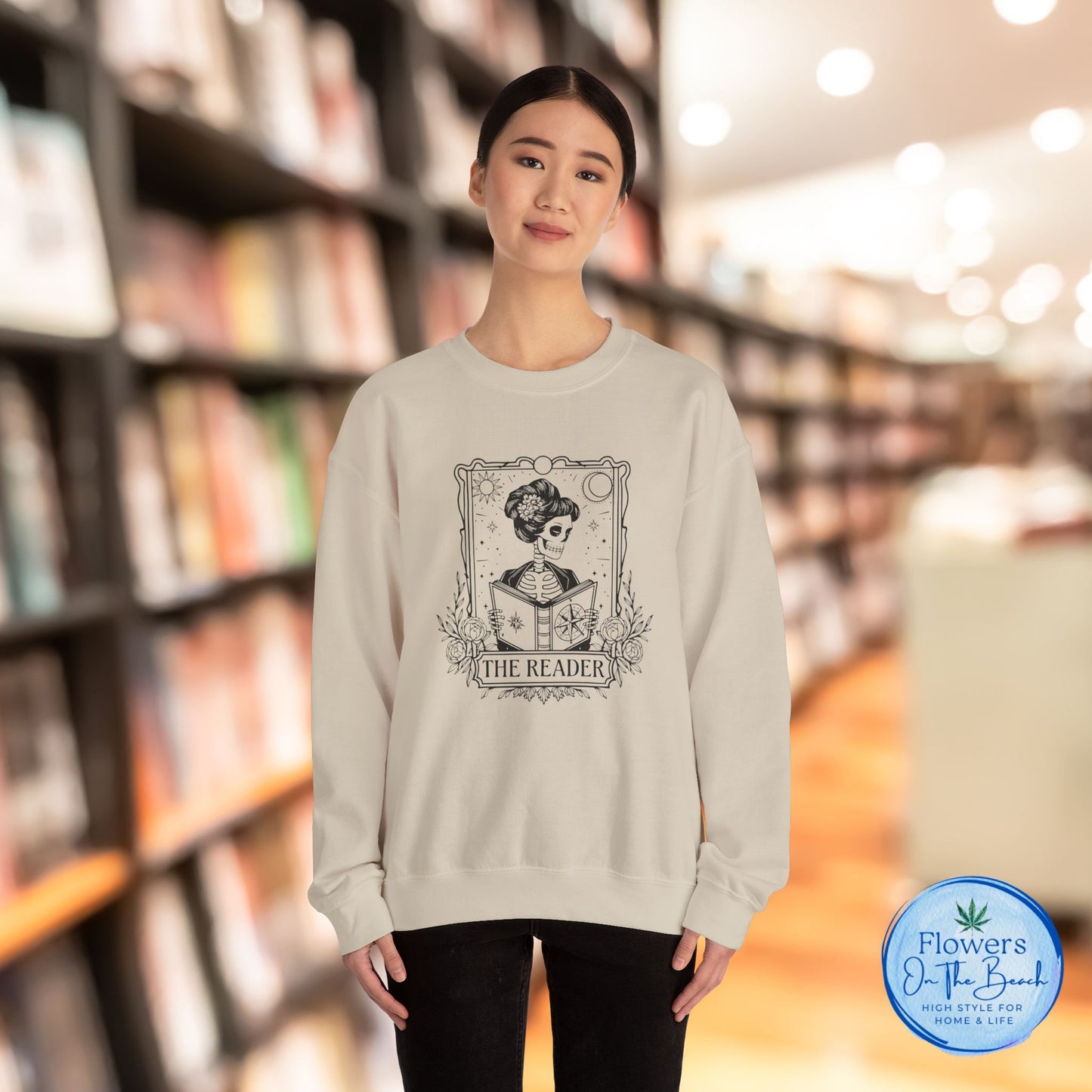 Tarot Card Skeleton Sweatshirt, The Reader Graphic Design, Gift for Tarot Lovers, Skeleton Clothing, Gothic Sweatshirt, Book Lover Apparel