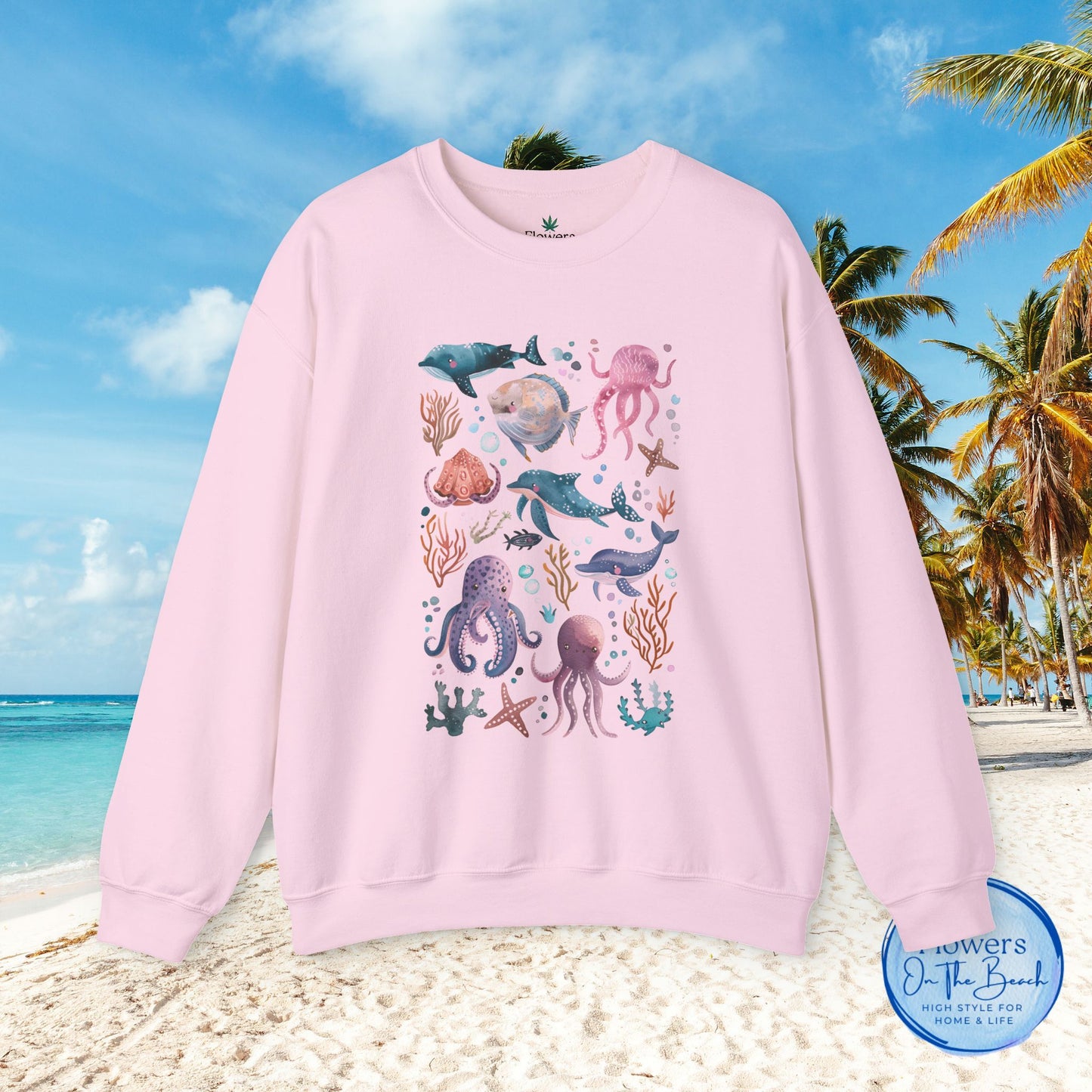 Ocean Lover Sweatshirt, Marine Animals Unisex Crewneck Jumper, Ocean Life Pullover, Nautical Sweatshirt, Sea Creatures Sweater