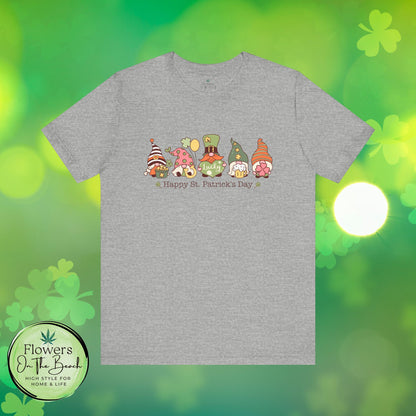 St Patrick's Day Tee, Gnomes Shirt, Happy St Patricks Day T-Shirt, Unisex Jersey, Holiday Gift, Green Clover Top