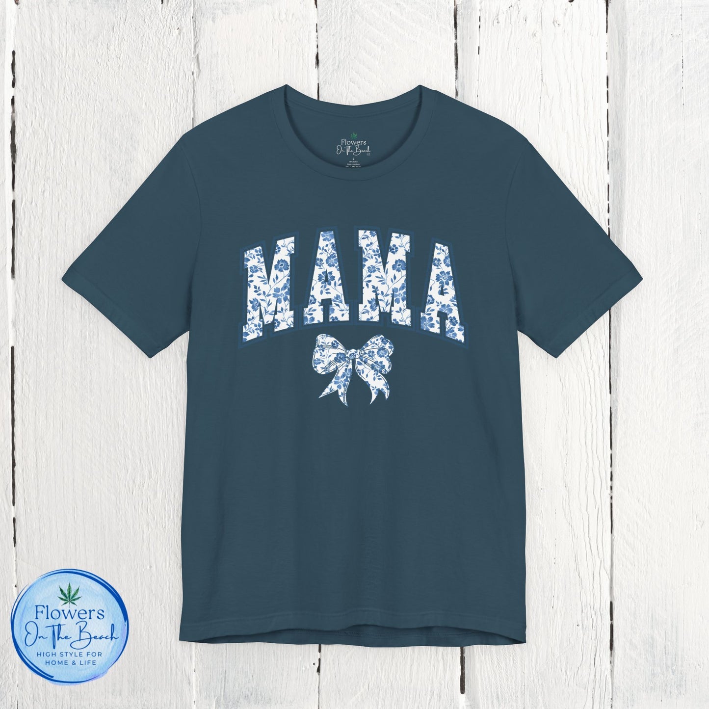Floral Mama Coquette Blue Flowers T-shirt, Mother's Day Gift, Gift for Her, Mom Apparel, Floral T-shirt, Boy Mom T-shirt