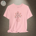 Subtle Cannabis & Floral Tee — Minimal Line Art Botanical T-Shirt
