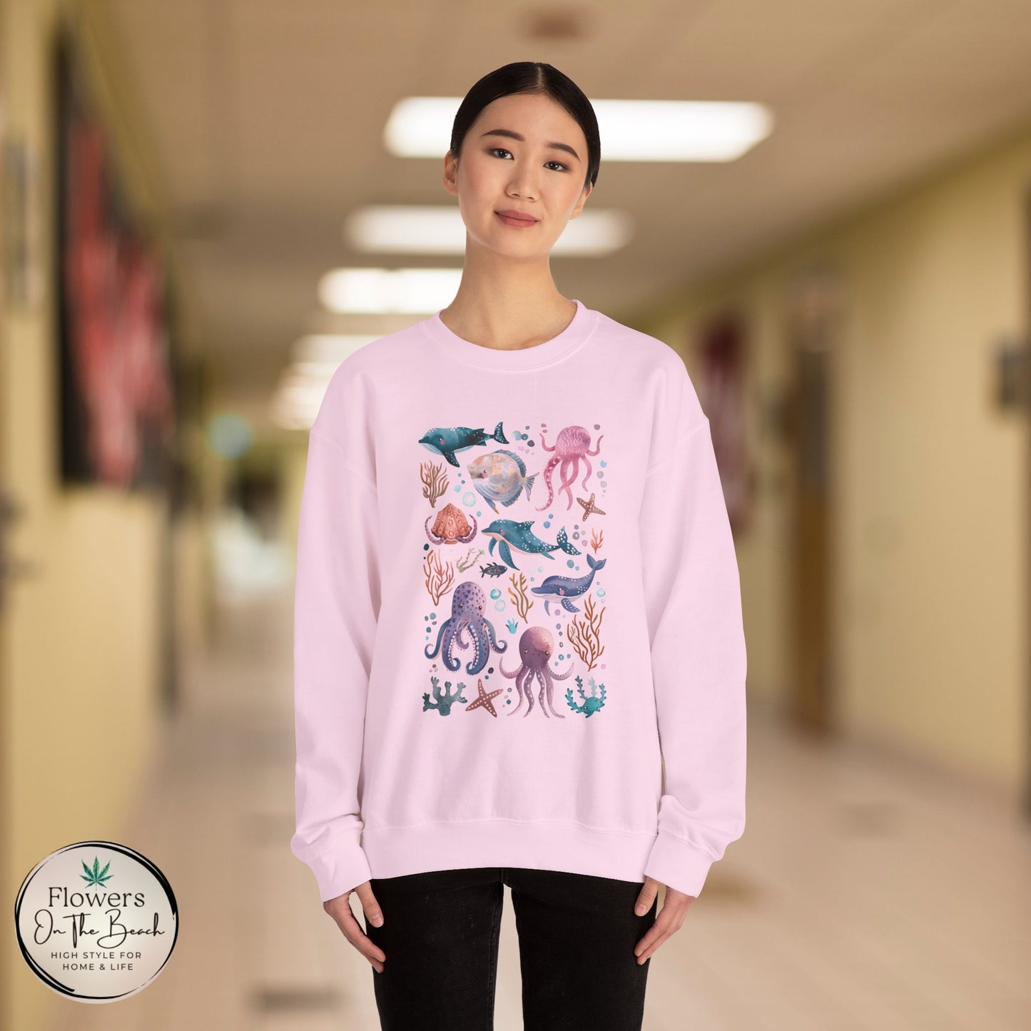 Ocean Lover Sweatshirt, Marine Animals Unisex Crewneck Jumper, Ocean Life Pullover, Nautical Sweatshirt, Sea Creatures Sweater