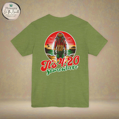 Rasta T-Shirt, Weed Smokers Tee, 420 Shirt, Unisex Jersey Short Sleeve Tee, Casual Stoner Apparel, 420 Somewhere, Rasta Holiday T-shirt