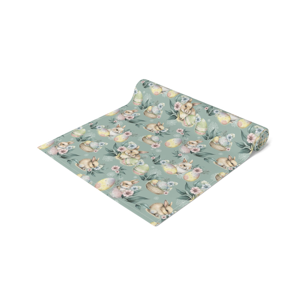 Green Spring Flowers Table Runner
