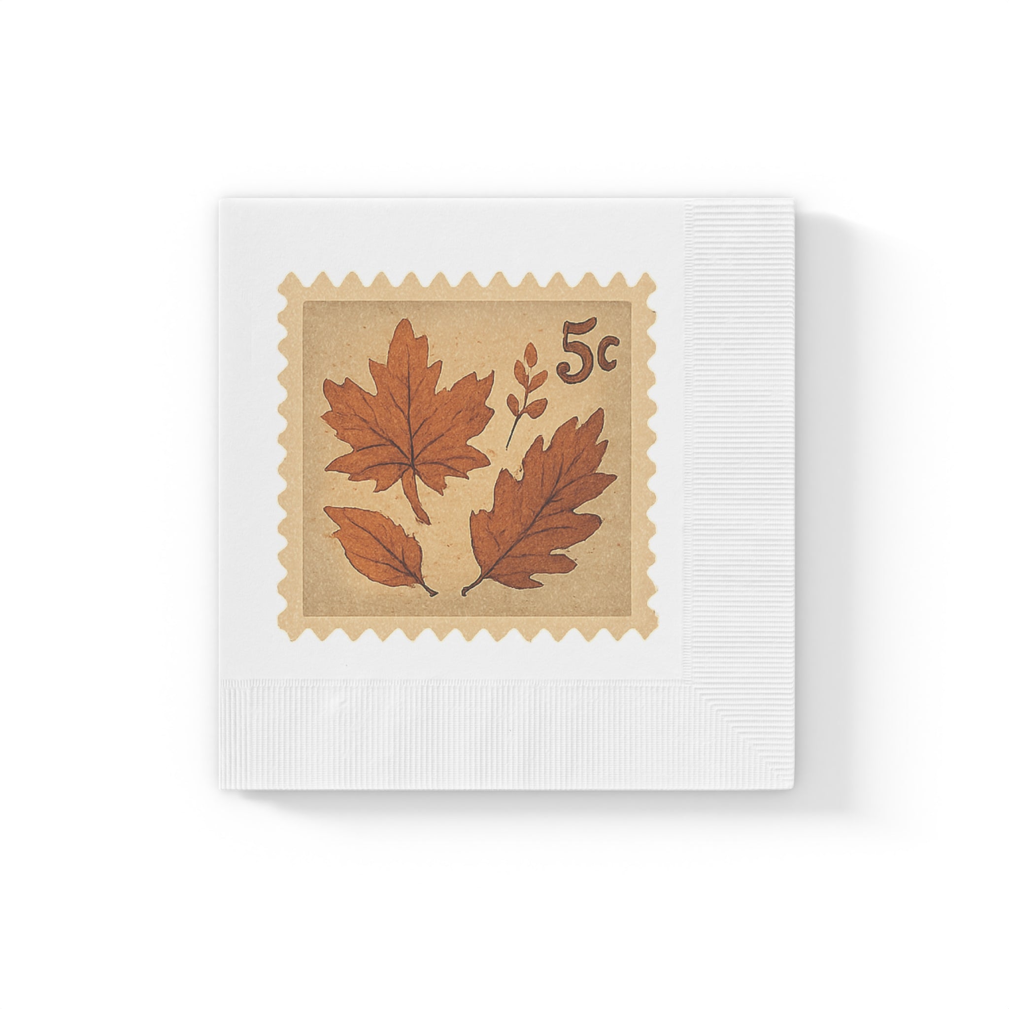 Vintage Fall Leaves Postage Stamp Napkins
