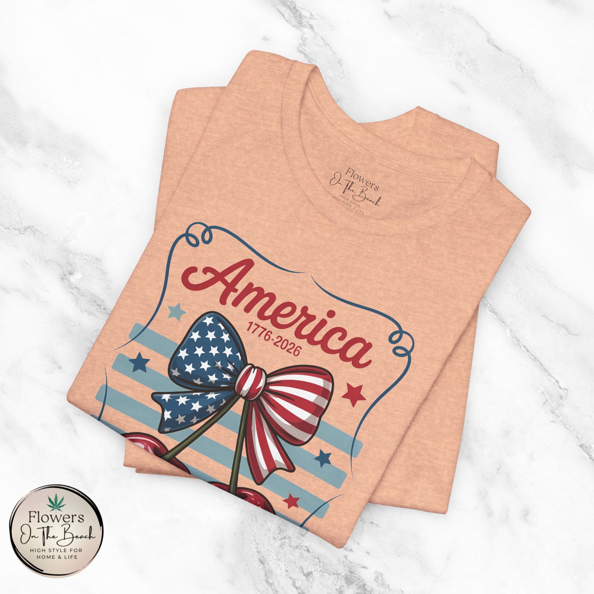 Patriotic 250th Cherries & Bows Tee — America's 250th Anniversary T-Shirt
