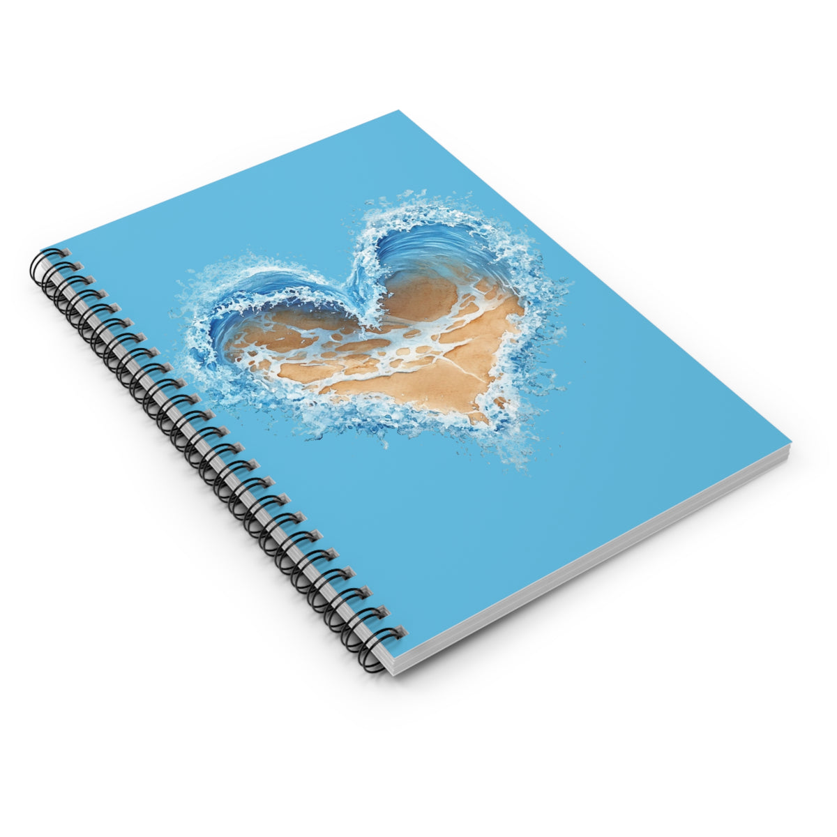 Ocean Heart Spiral Notebook — Beach Wave Ruled Journal