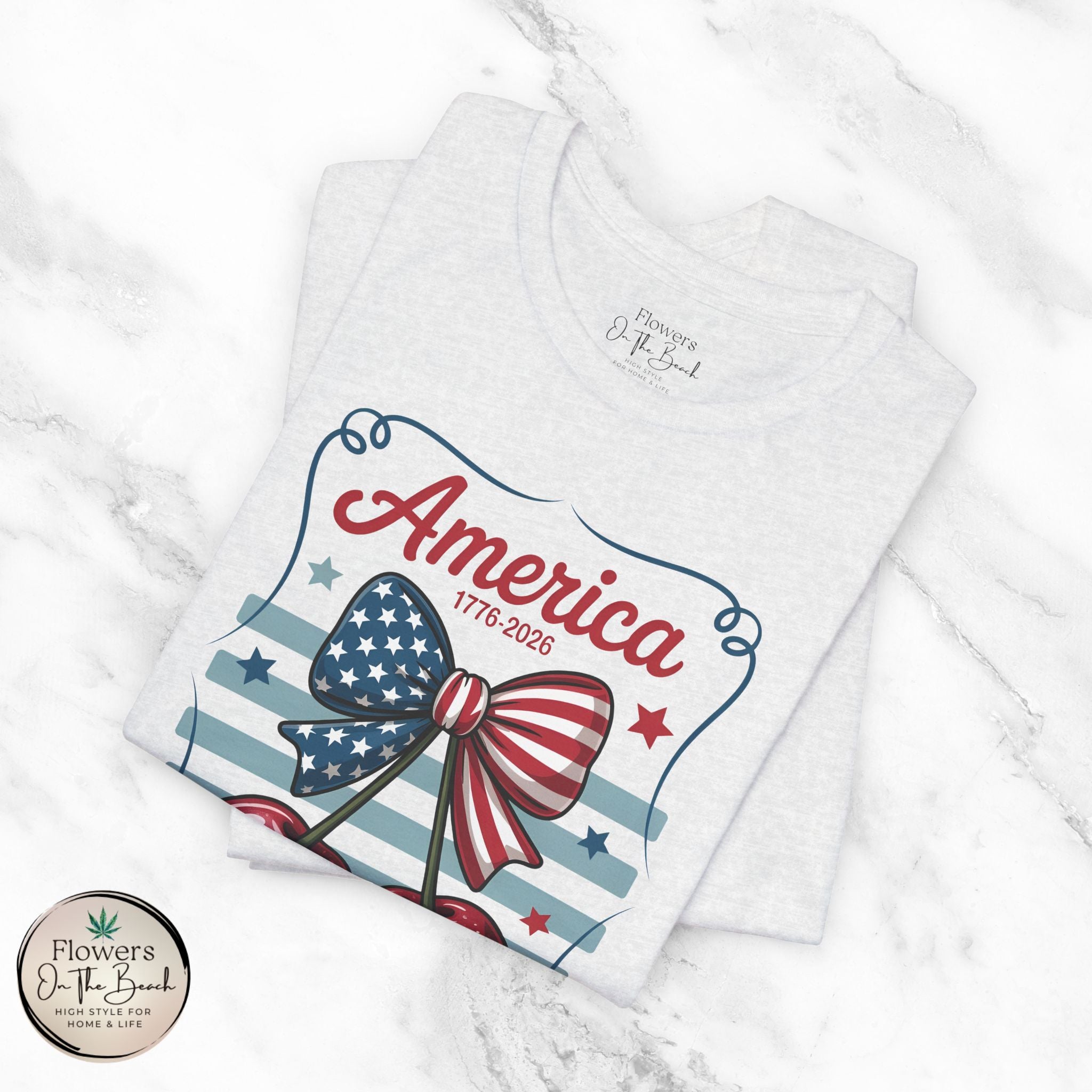 Patriotic 250th Cherries & Bows Tee — America's 250th Anniversary T-Shirt