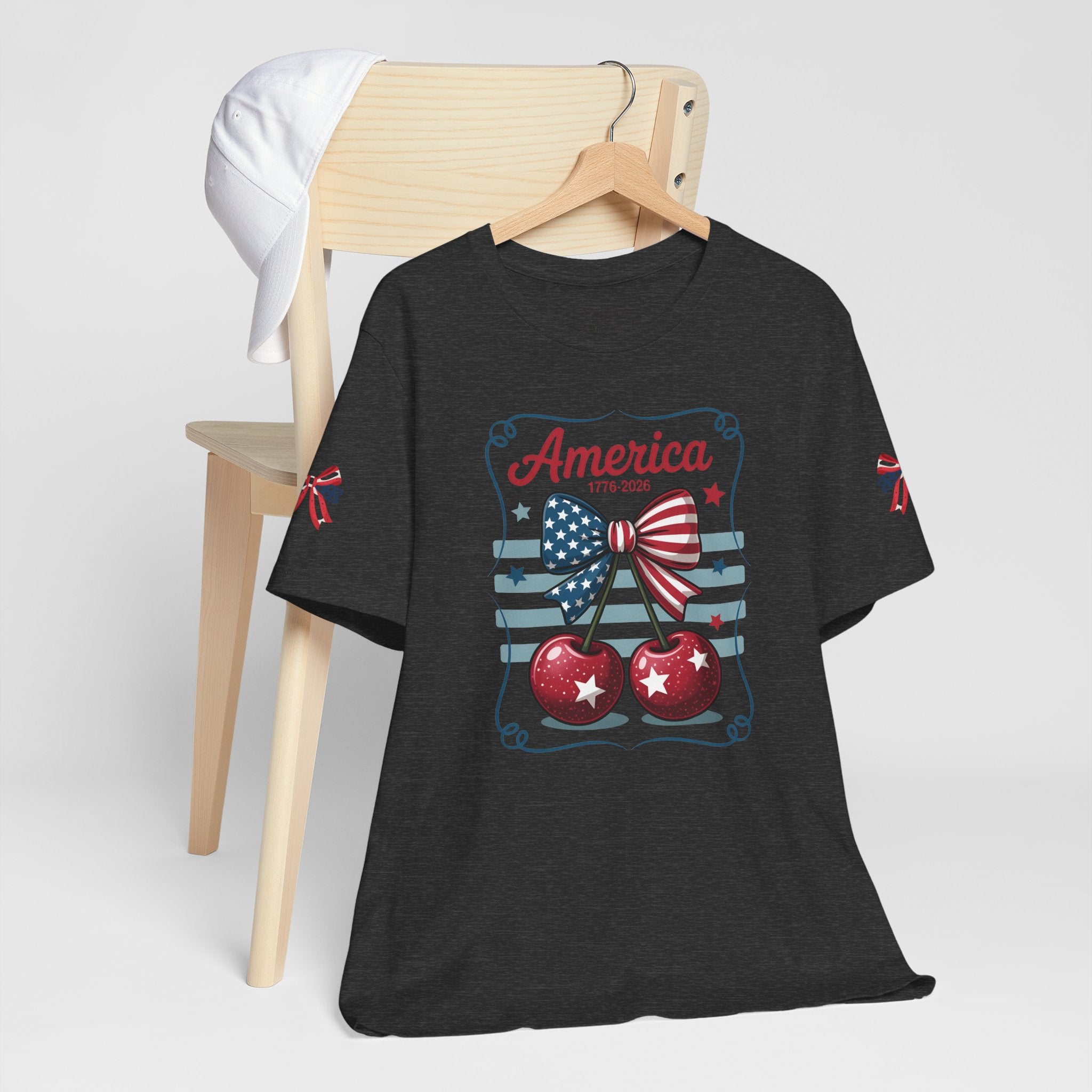 Patriotic 250th Cherries & Bows Tee — America's 250th Anniversary T-Shirt