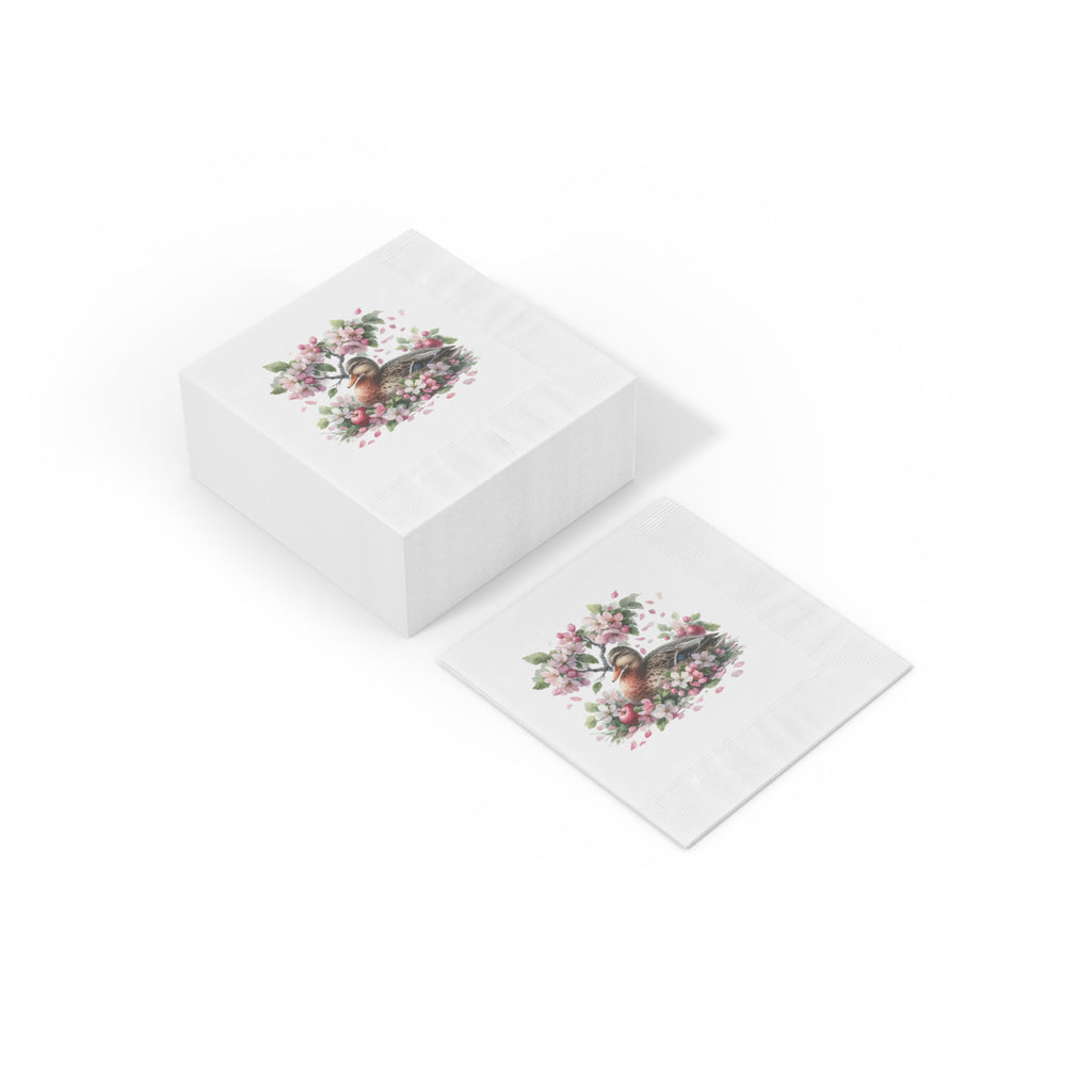 Spring Duck Table Napkins, Pink Spring Flowers & Duck, Spring Table Decor, Home Decor, Floral Design, Duck Lover Gift, Spring Gift for Her