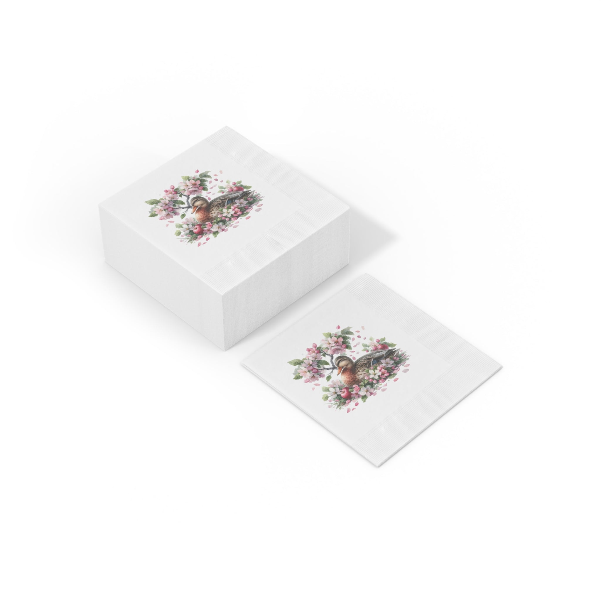 Spring Duck Table Napkins, Pink Spring Flowers & Duck, Spring Table Decor, Home Decor, Floral Design, Duck Lover Gift, Spring Gift for Her