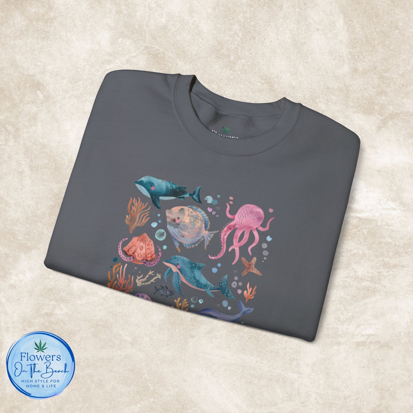 Ocean Lover Sweatshirt, Marine Animals Unisex Crewneck Jumper, Ocean Life Pullover, Nautical Sweatshirt, Sea Creatures Sweater