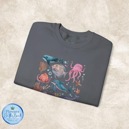 Ocean Lover Sweatshirt, Marine Animals Unisex Crewneck Jumper, Ocean Life Pullover, Nautical Sweatshirt, Sea Creatures Sweater