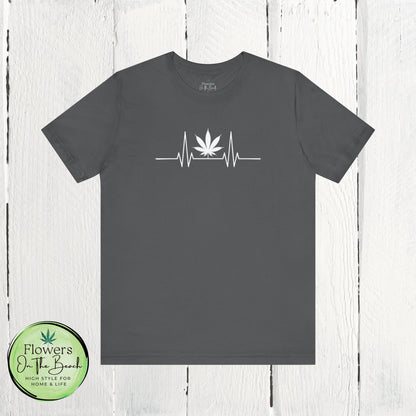 Weed Leaf Heartbeat T-Shirt, Marijuana Plant Tee, Cannabis Lover Shirt, 420 Gift, Unisex Jersey Top
