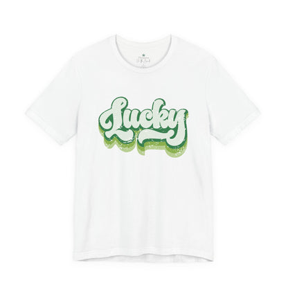 St Patrick's Day Lucky Tee, Simple Retro Unisex Jersey Shirt, Irish Shamrock Top, Green Clover T-Shirt Gift, Vintage Festival Clothing