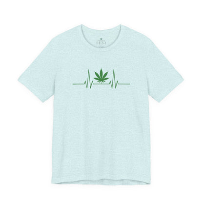 Weed Leaf Heartbeat T-Shirt, Marijuana Plant Tee, Cannabis Lover Shirt, 420 Gift, Unisex Jersey Top