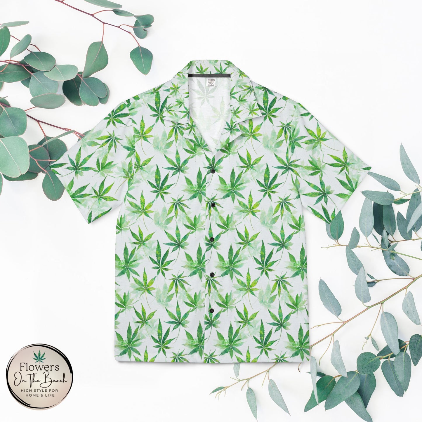 Men's Weed Hawaiian Shirt, Marijuana Aloha Shirt, Tropical Green Cannabis Leaves Button-Up, Rasta Leaf Beach Shirt, Summer 420 Party