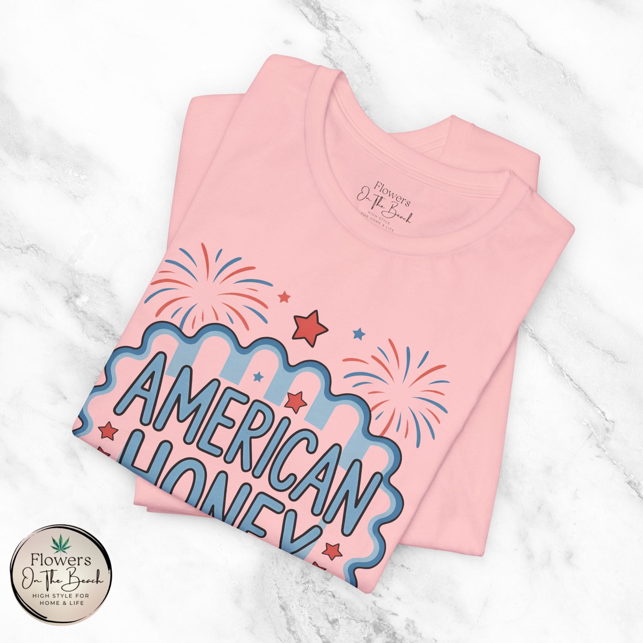 American Honey Fireworks and Bows Tee | Red White Blue Patriotic