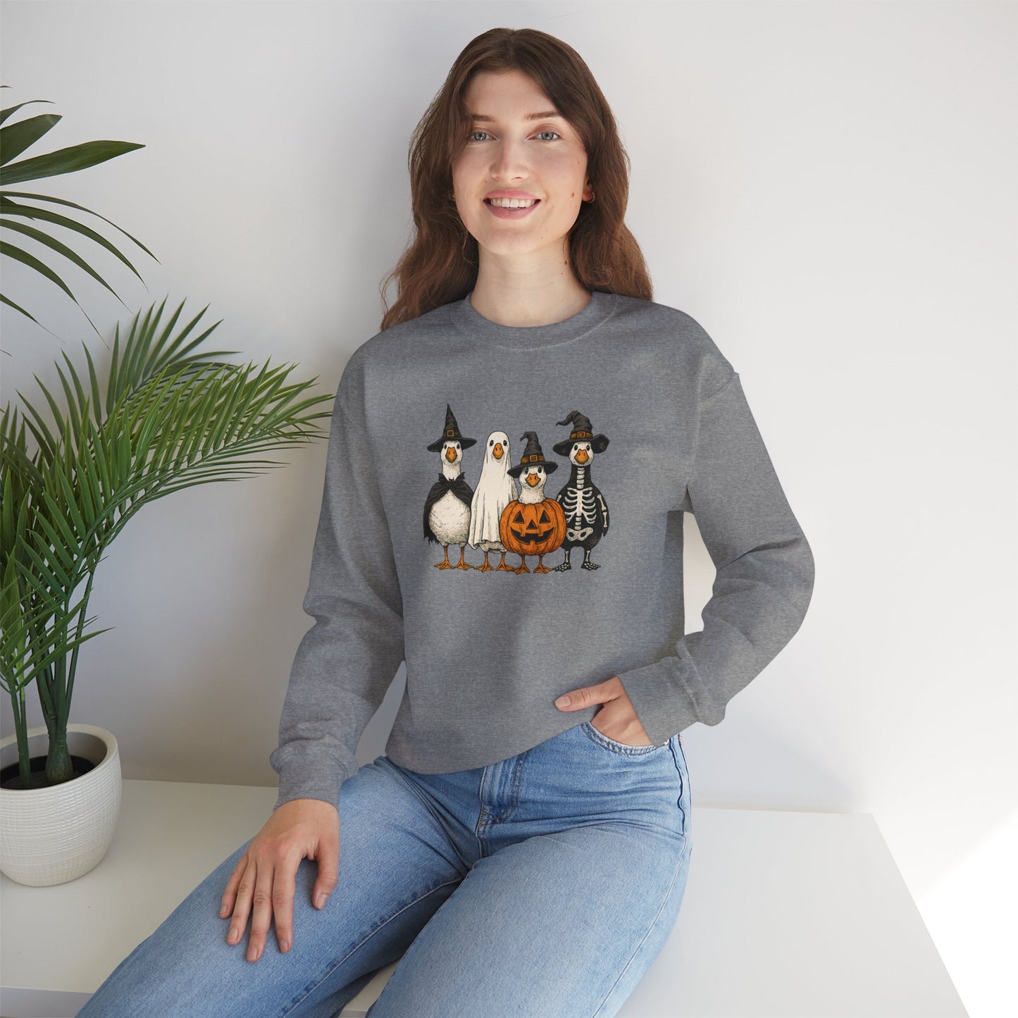 Cute Halloween Crewneck, Halloween Duck, Spooky Halloween Crewneck Sweatshirt, Funny Halloween Attire, Unisex Sweater for Fall, Cozy Sweatshirt, Pumpkin Decor