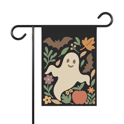 Boho Halloween Garden Banner, Unique Fall Flag, Ghosts and Bats Design, Garden Hanging Flag,  Spooky Season Garden Flag, Boho Halloween, Boho Spooky Decor