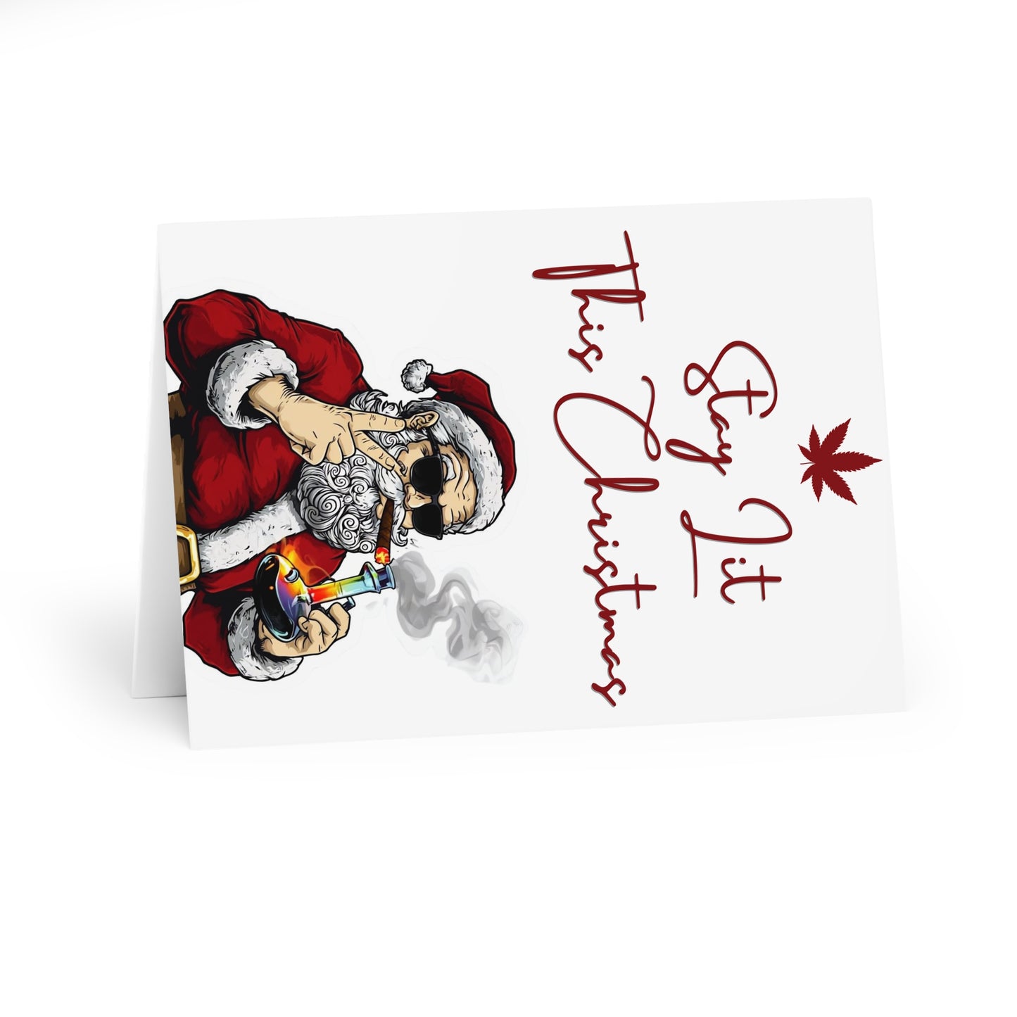 Stylish Cannabis-Inspired Greeting Cards (set of 5), Stoner Holiday Card, 420 Greeting Card, Santa Card, Unique Christmas Card