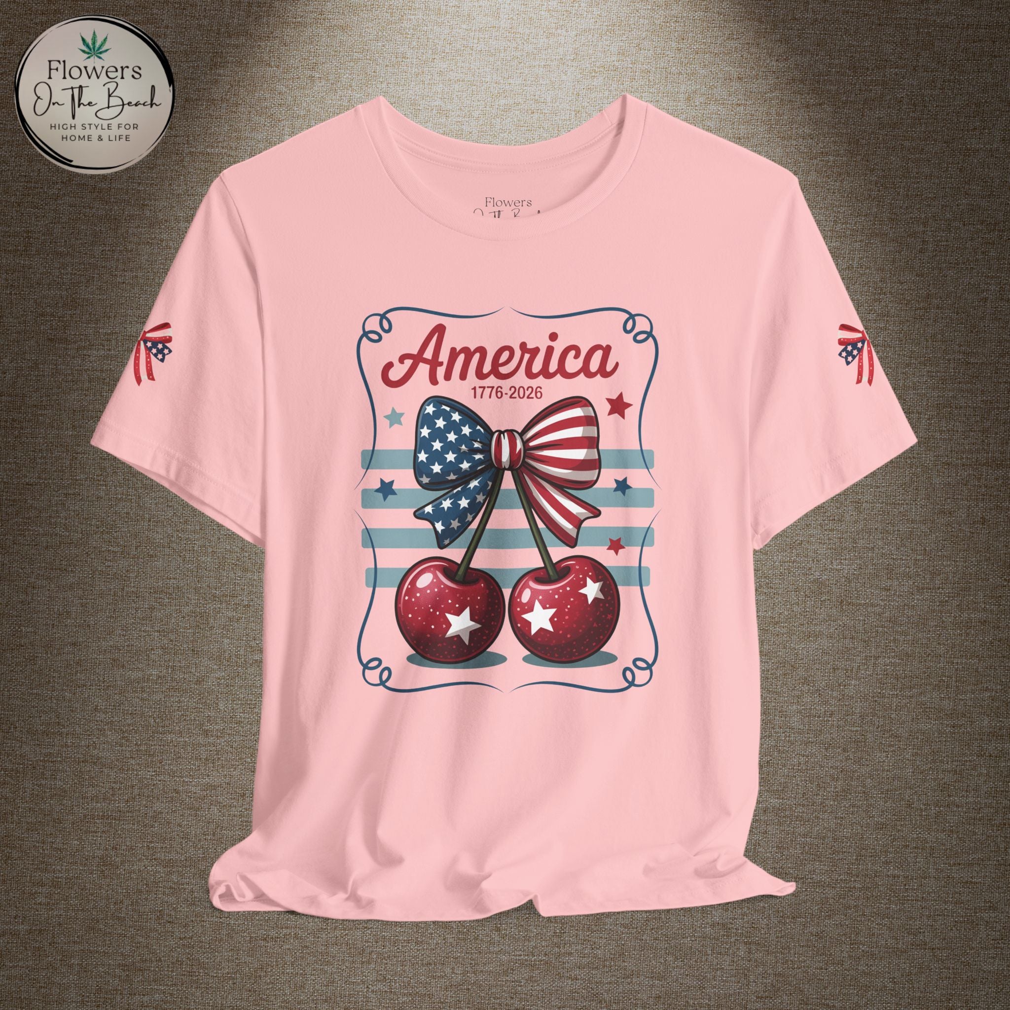 Patriotic 250th Cherries & Bows Tee — America's 250th Anniversary T-Shirt