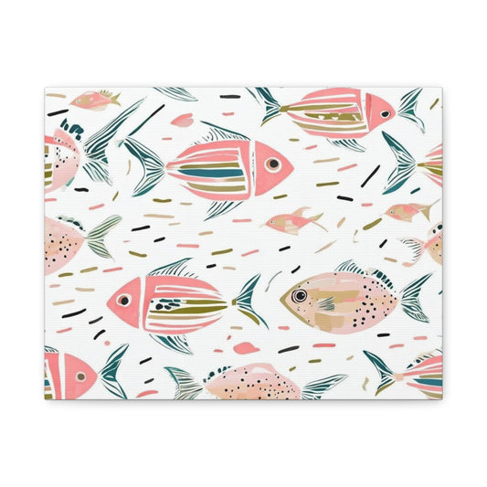 Canvas Art, School of Fish Print, Light Colors, Unique Designs, Ocean Theme Decor, Wall Art Decoration, Nautical Room Accent, Coastal Home