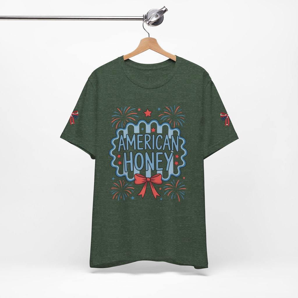 American Honey Fireworks and Bows Tee | Red White Blue Patriotic