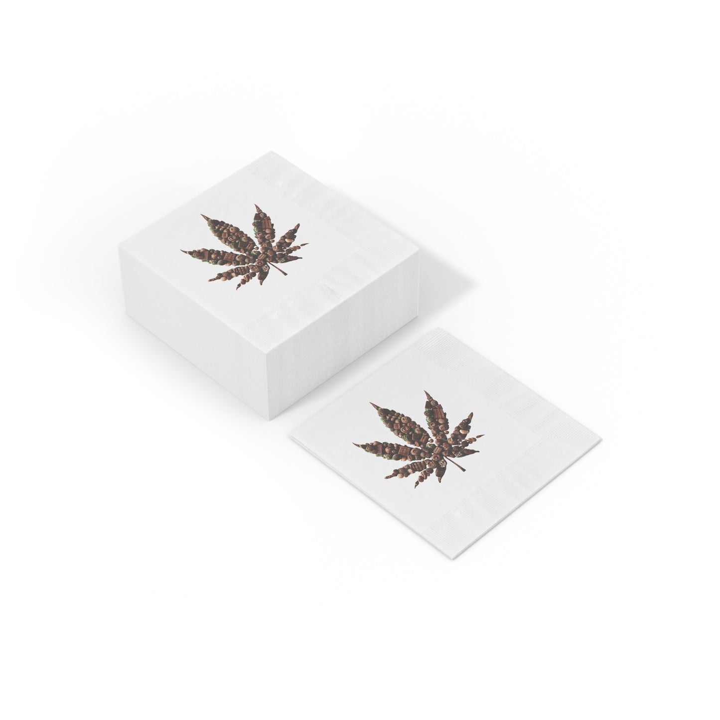 Dinner Napkins, Chocolate Weed Leaf Edible Food Stoner Party Gifts, Weed Pun Decorative Napkins, White Coined