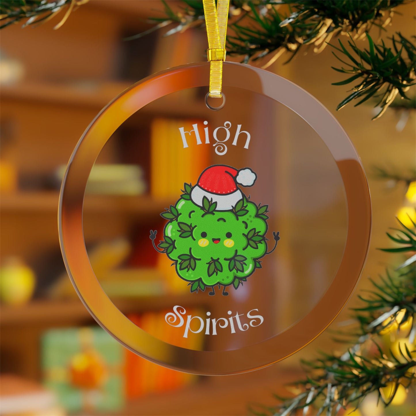 High Spirits Ornament, Weed Christmas Ornament, Weed Lover Gift, Gift for Her, Christmas Ornament