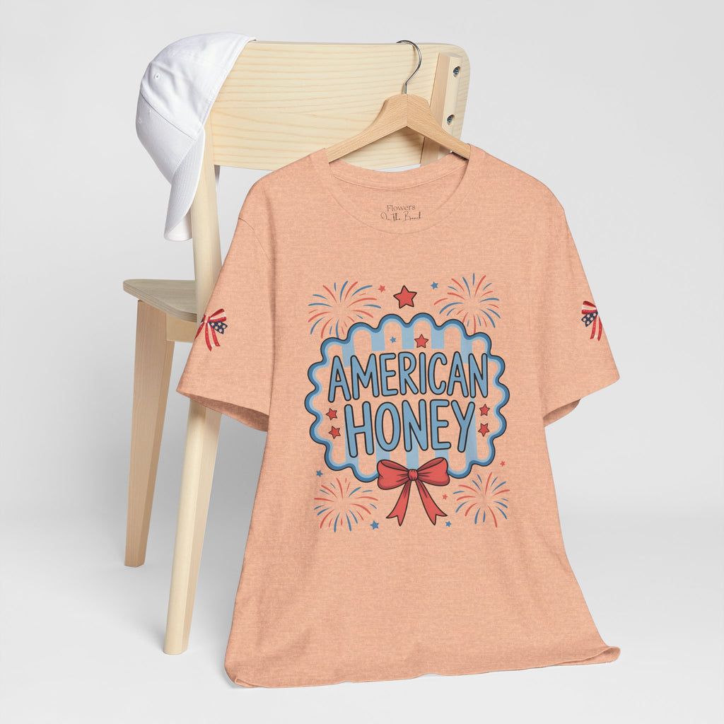 American Honey Fireworks and Bows Tee | Red White Blue Patriotic
