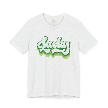 St Patrick's Day Lucky Tee, Simple Retro Unisex Jersey Shirt, Irish Shamrock Top, Green Clover T-Shirt Gift, Vintage Festival Clothing