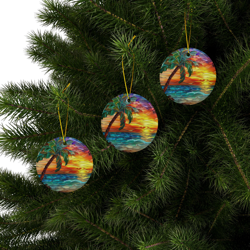 Tropical Sunset Palm Tree Ornament
