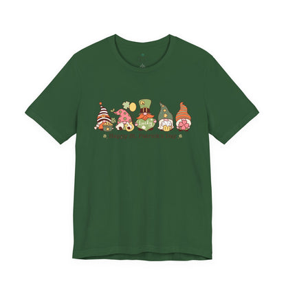 St Patrick's Day Tee, Gnomes Shirt, Happy St Patricks Day T-Shirt, Unisex Jersey, Holiday Gift, Green Clover Top