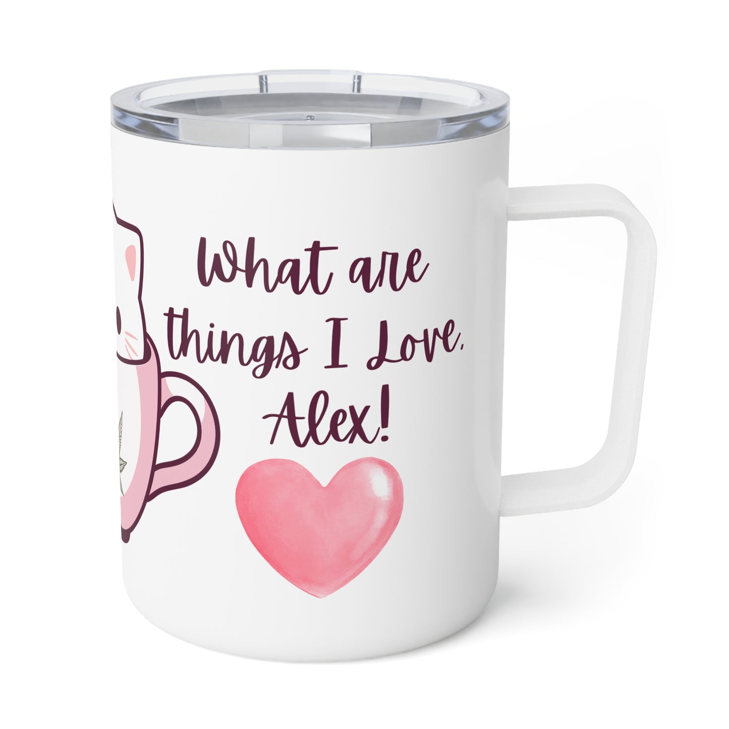 Cute Cats Coffee Cannabis Insulated Mug, 10oz - Animal Lover Gift, Funny Stoner Gift, Unique Cat Lover Present, Marijuana