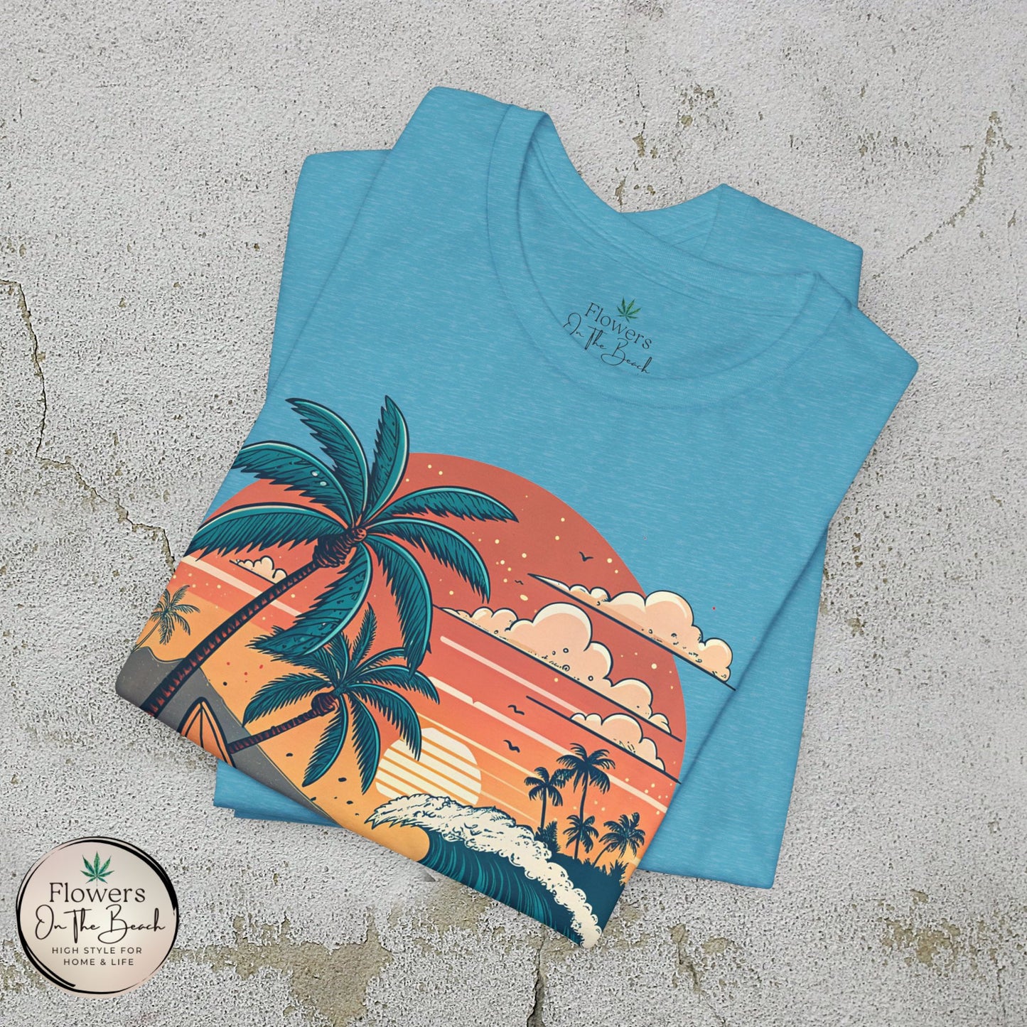 Beach Sunset Surfboards T-Shirt, Ocean Wave Tee, Summer Vacation Top, Beach Lover Shirt, Tropical Beach Apparel