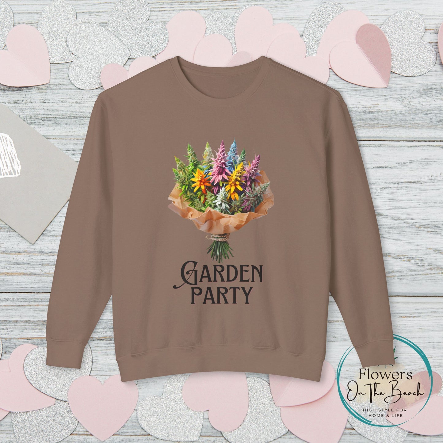 Garden Party Lightweight Crewneck, Stoner Valentines Gift, Floral Stoner Jumper, Marijuana Lover Shirt, 420 Humor Tshirt, Cannabis Humor