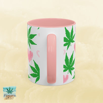 Mug, Simple and Stylish Stoner Valentine's Day Coffee Cup, Romantic Weed Lover Gift, Cannabis Culture 420, 11 or 15oz
