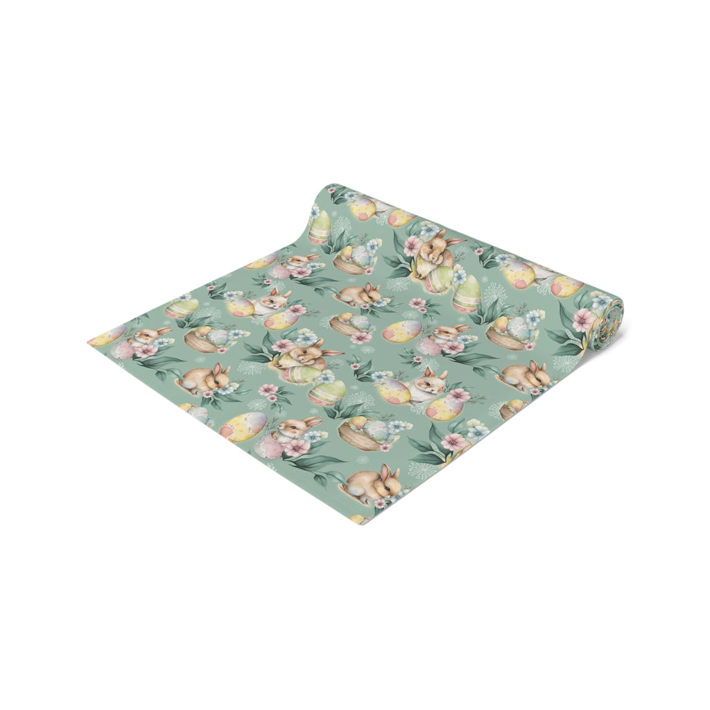 Green Spring Flowers Table Runner