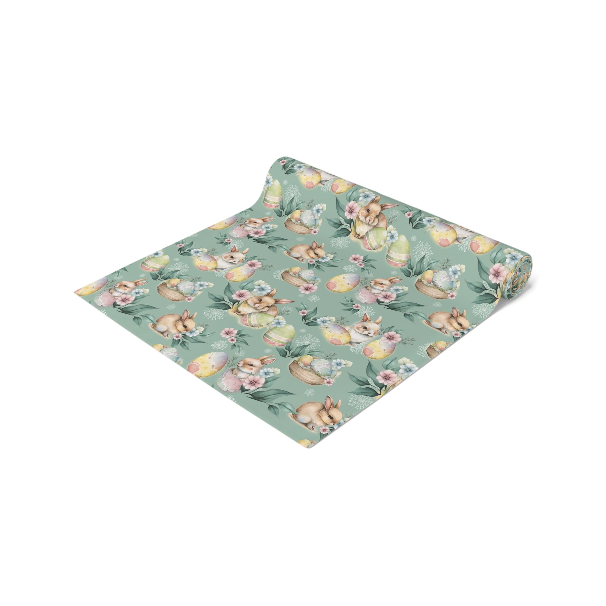 Green Spring Flowers Table Runner