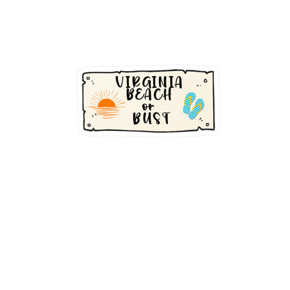 Virginia Beach or Bust Sticker, Colorful Oceanfront Decal, Coastal City Vinyl Decal, Beach Lover Gift, Summer Travel Souvenir, Beach Bum Car