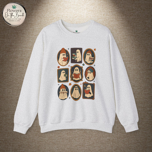 Book Lover Sweatshirt, Spooky Season Crewneck, Ghosts Reading Books Sweater, Gift for Reader, Gift for Fall Birthday, Cozy Fall Sweatshirt