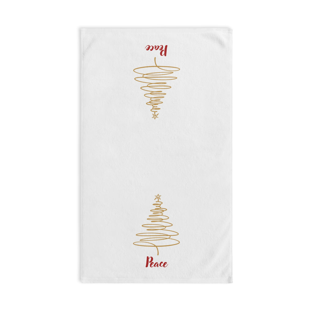 Peace - Minimalist Gold Christmas Tree Hand Towel